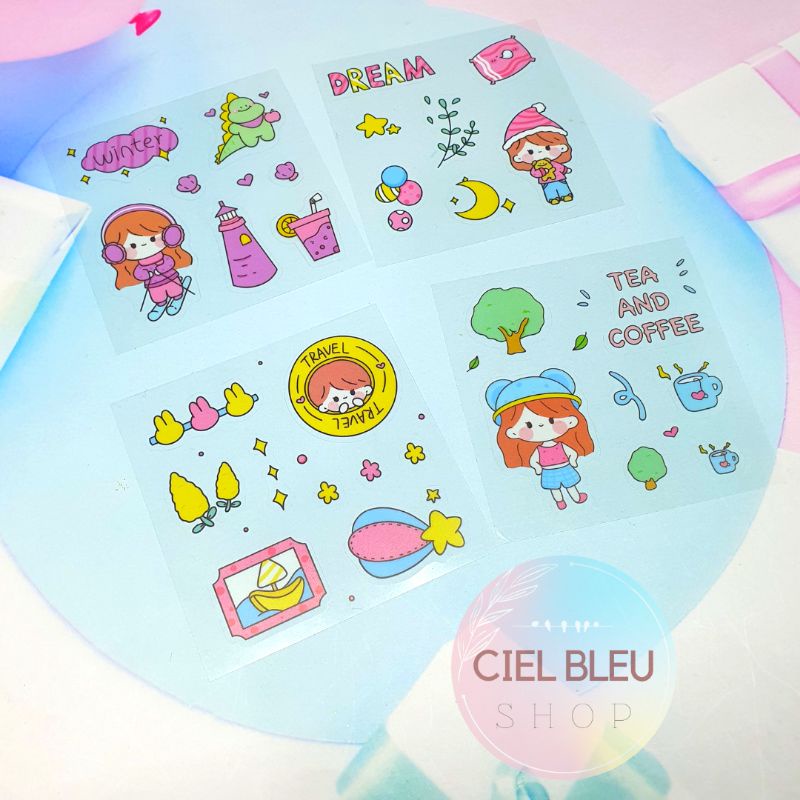 [ 25 LEMBAR ] Sticker Deco MOMO Aesthetic Tumbler PVC Anti Air / Tumbler