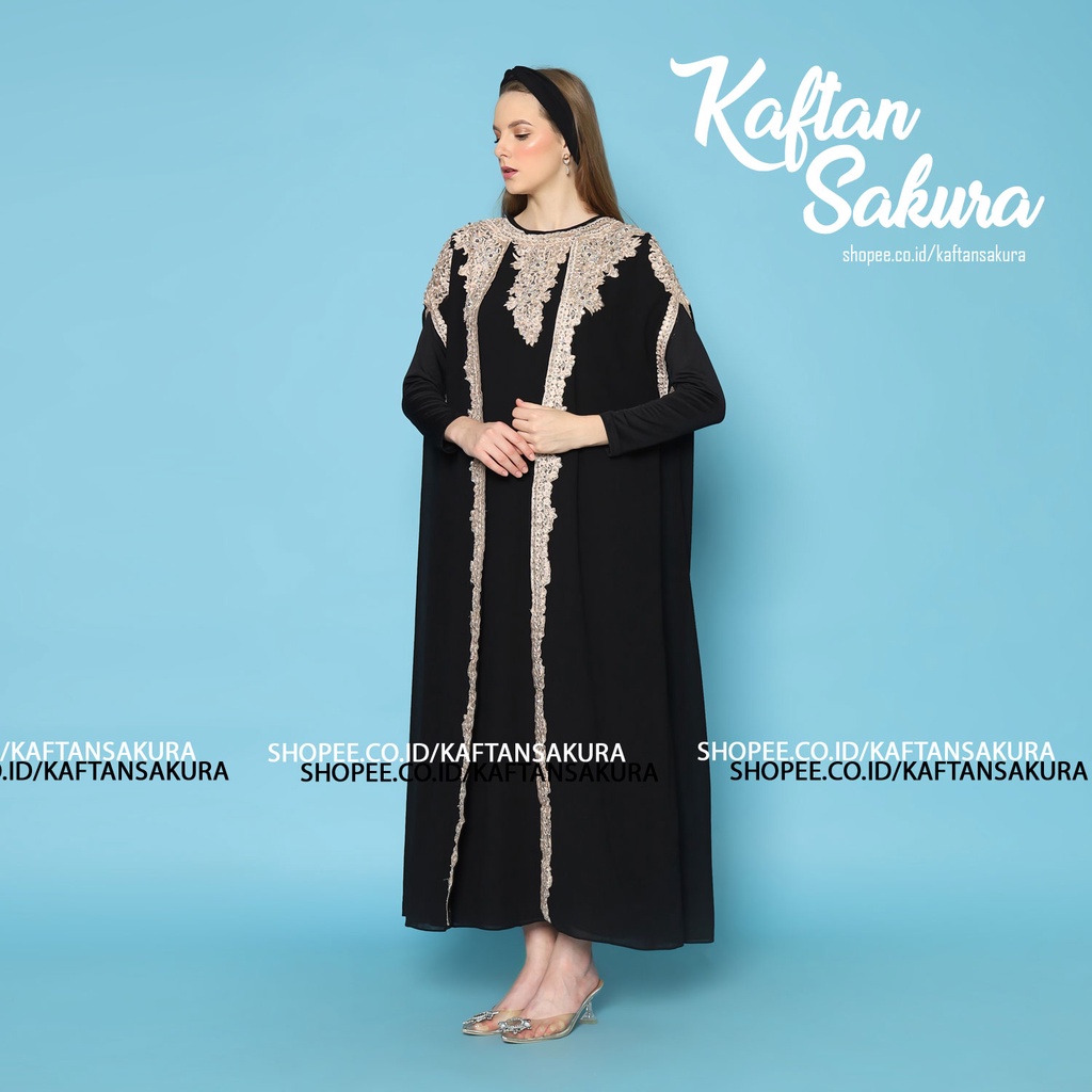 kaftan bordir wanita pesta free inner manset dan turban bordir mewah ukuran all size trendy kaftan dress untuk lebaran ramadhan pesta kondangan