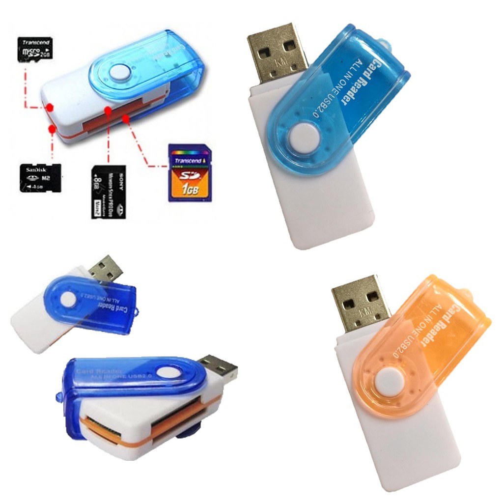 Card Reader All in One ( 4in1 ) Multi Memory Converter To Flashdisk 4 slot model putar serbaguna