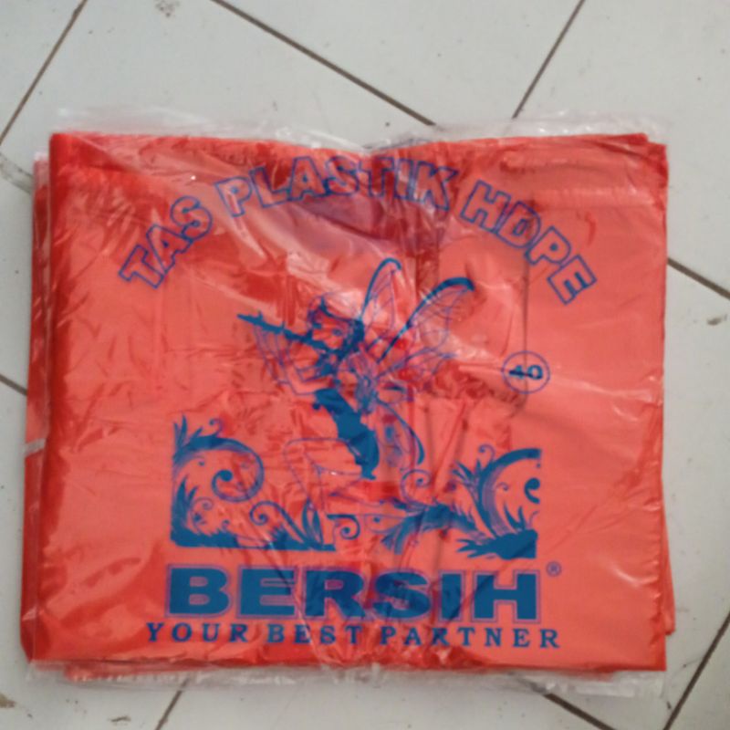 Kantong Plastik merah 40 Kantong / Bersih HD Kantong Asoy Ukuran 40 Warna Merah Merk Kalong/ Bersih