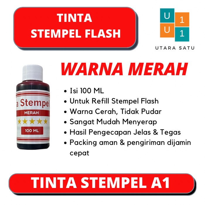 

Tinta Stempel Flash Warna Merah 100 ML