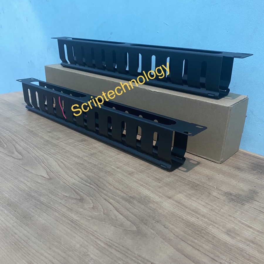 Wire management 1u Metal Hitam