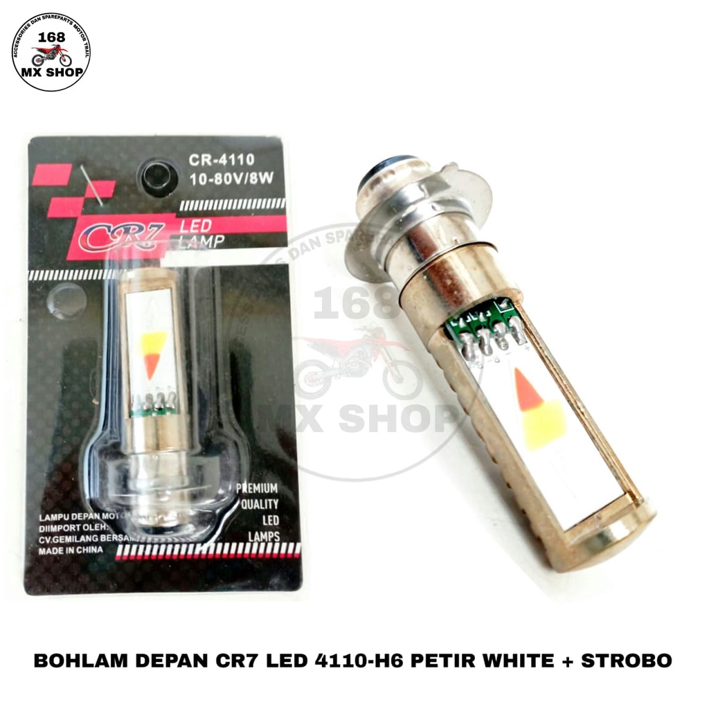 Bohlam Depan LED CR7 - 4110-H6 PETIR WHITE ACDC + STROBO
