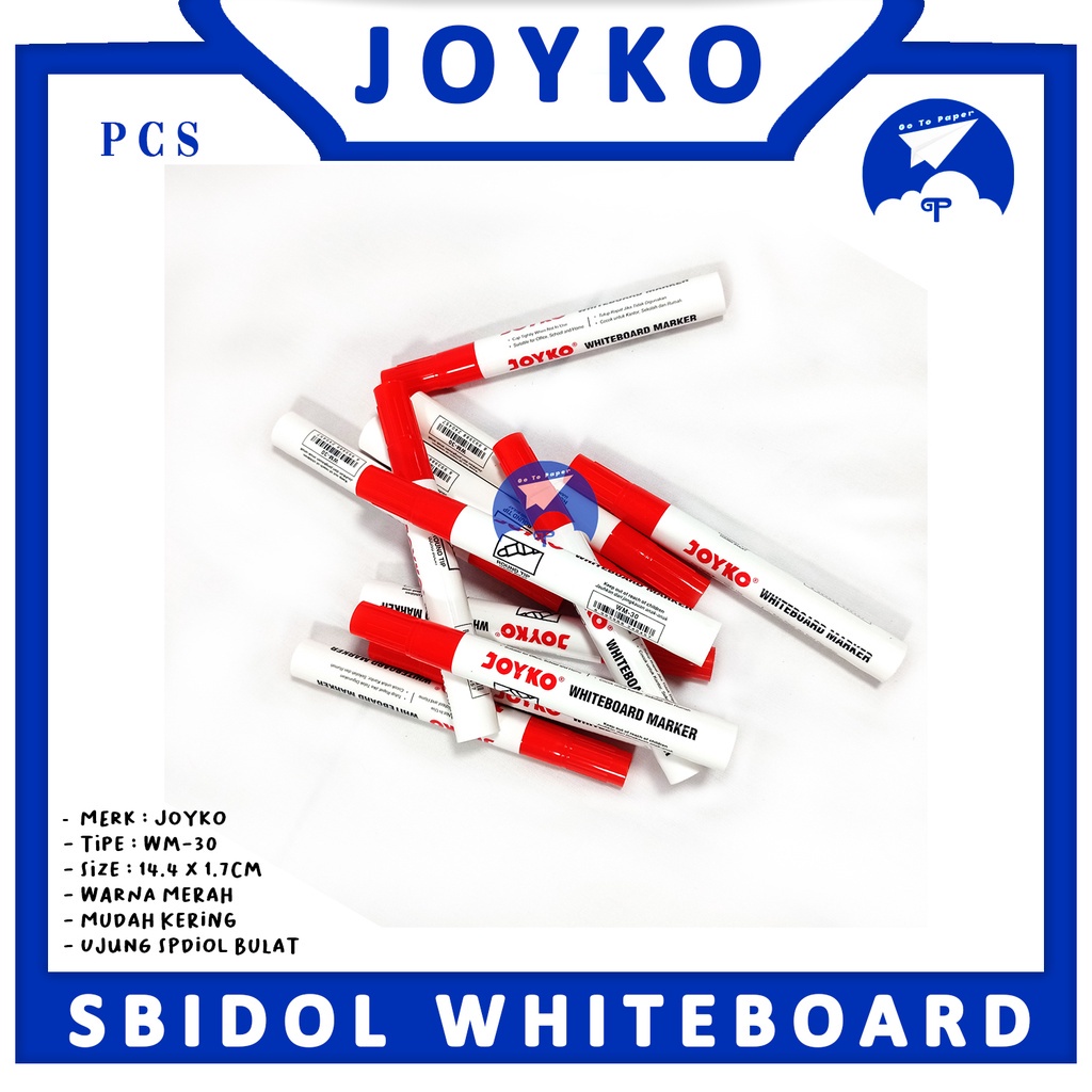 

JOYKO - spidol papan tulis belajar warna merah wm-30 pcs