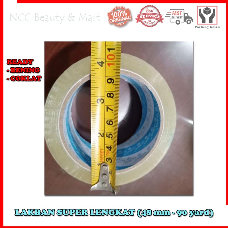 * NCC * Lakban Tajima OPP 2 inci 48 mm 90 yard isolasi Bening Coklat - Kualitas Bagus - Super Lengket