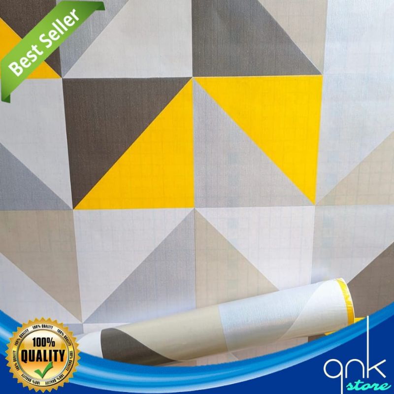 Wallpaper Dinding Motif Geometrik 45cm x 5m Geometrik Kuning  Wallpaper Sticker Dinding Motif Geometrik WallSticker Wallpaper Sticker Geometrik Kuning Lemon