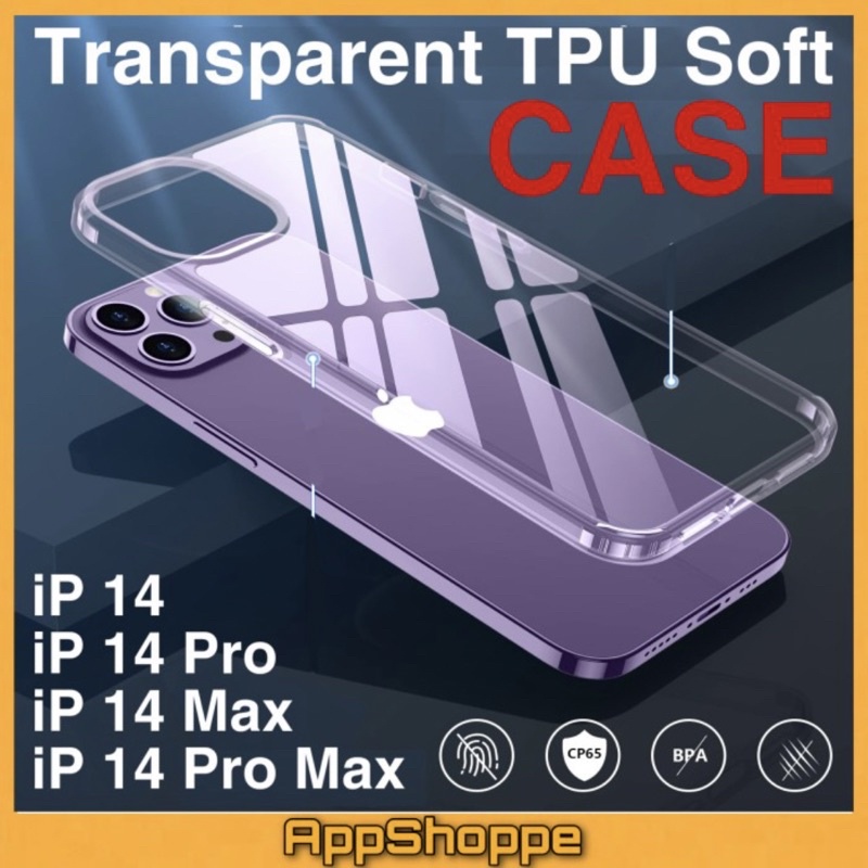 iPhone iP 14/ Pro/ Max/ ProMax Transparent TPU Soft CASE Casing HP
