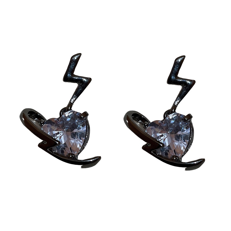Anting Zircon Bentuk Hati Warna Hitam