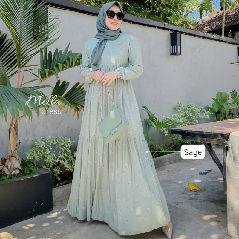 DYN -  Basic Mella Dress - Gamis Wanita Rayon Premium Busui Friendly-Sage
