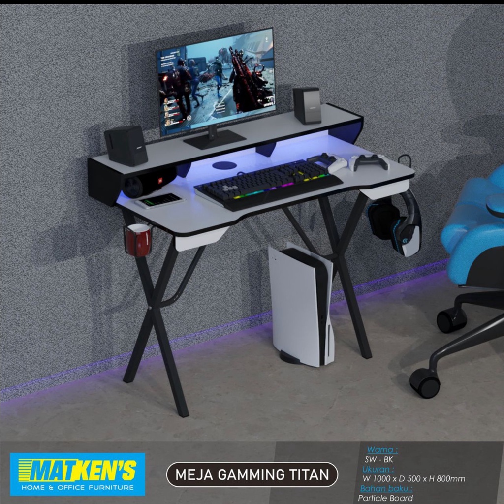Meja Gaming Meja Komputer PC Dengan lampu LED