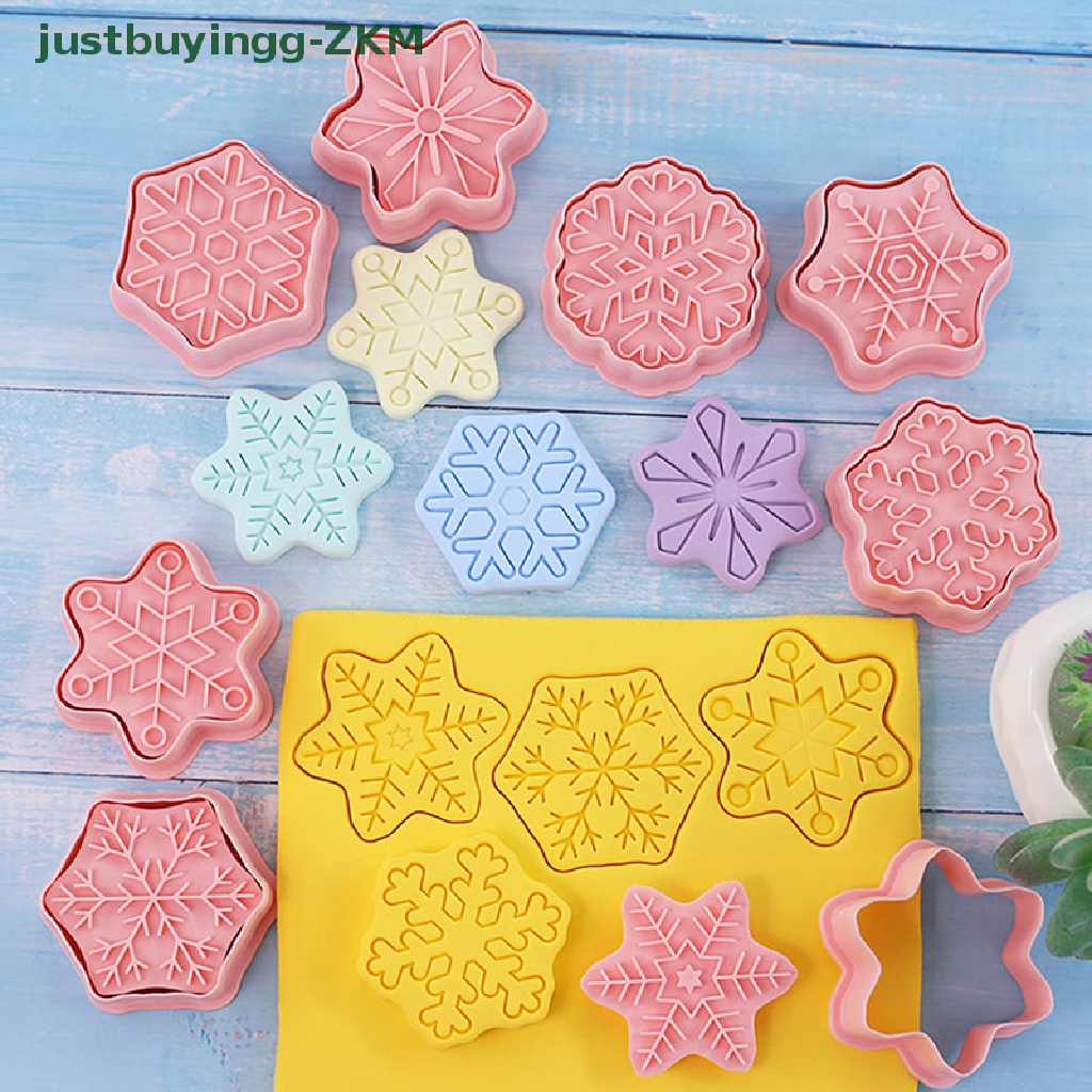 8 Pcs Cetakan Kue Bentuk Snowflake Bahan Plastik