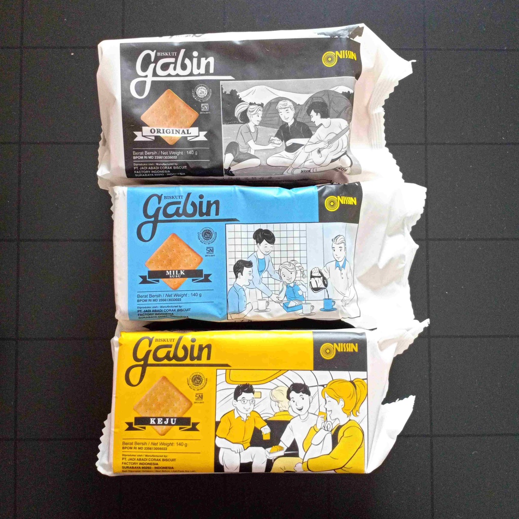 Nissin Gabin 140gr Original Keju Cheese Susu Milk Biskuit Snack Makanan Ringan Cemilan Camilan Anak Kue