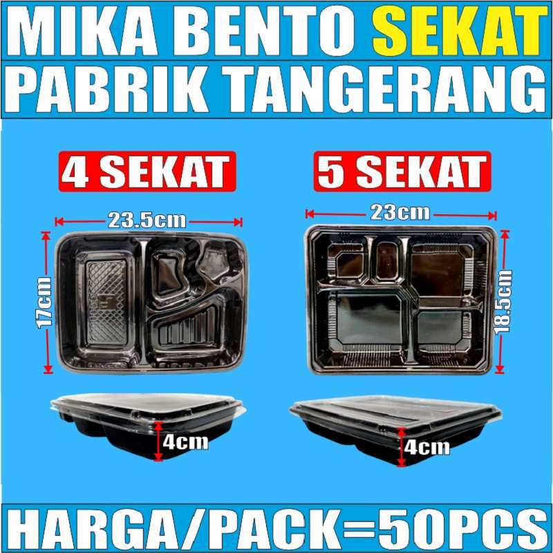 Premium (Mount) Mika Bento Bintang 4 Sekat / Mika Bento 5 Sekat Per Pack Tray Kotak Bekal Makan