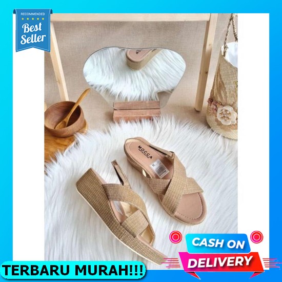 Sepatu Sandal Wedges  Import Warna Hitam, Merah, Putih Abbushoes Dl 62 Wedges Sandal Wanita