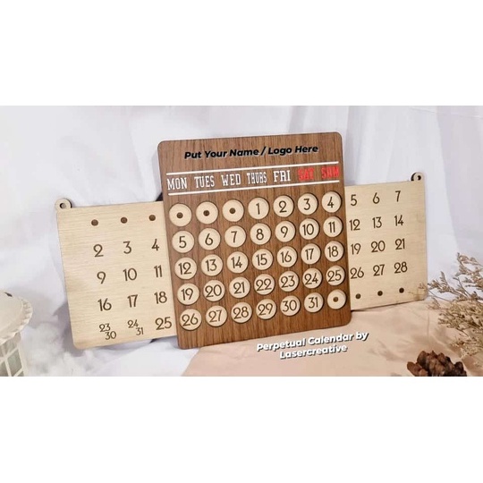 Perpetual Calendar Wooden Gift Kado Unik Personalised Gift by Lasercreative