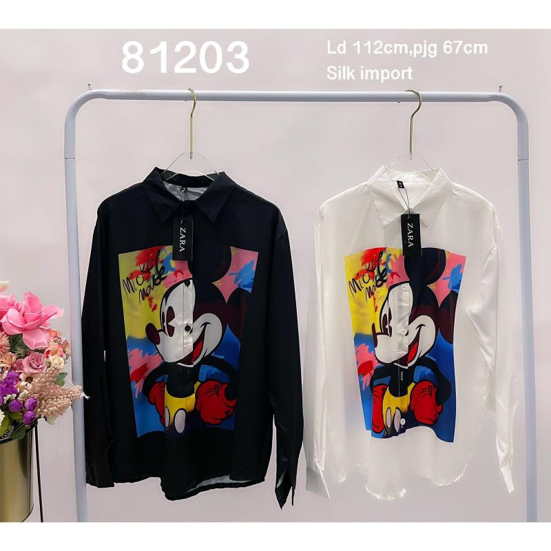 KEMEJA KARAKTER MICKEY // KEMEJA SILK IMPORT PREMIUM // KEMEJA IMPORT BKK // TOP IMPORT PREMIUM BKK // ATASAN IMPORT KOREA