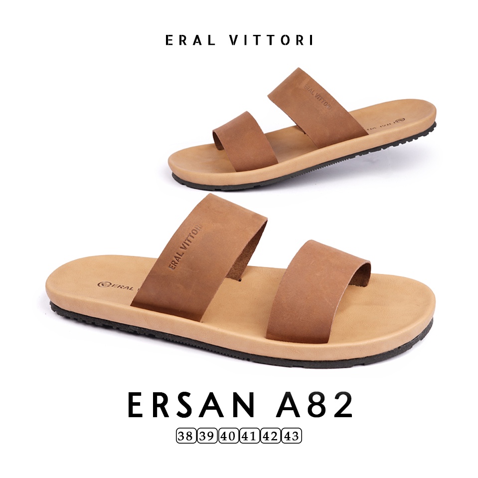 Eral Vittori - Ersan A82 Sandal Pria Kulit Harian Santai Tan