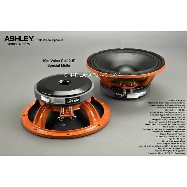Ashley MF1025 / MF 1025 speaker componen original 10 inch