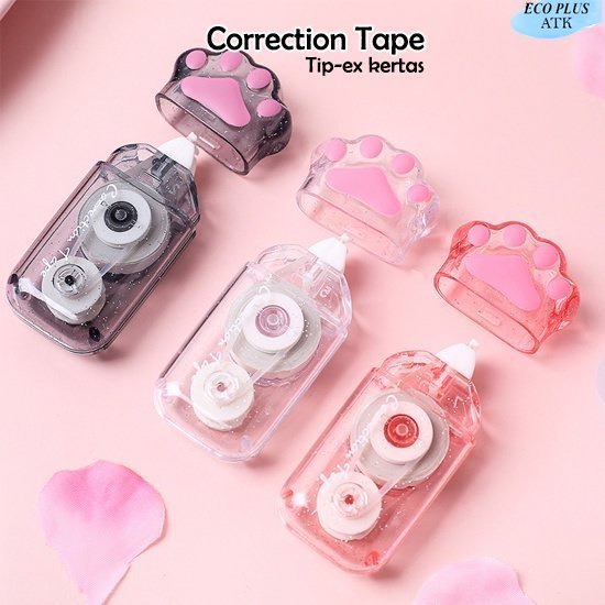 Tip X Correction Tape Kitten Model Telapak Kaki Kucing Perlengkapan Sekolah Kantor