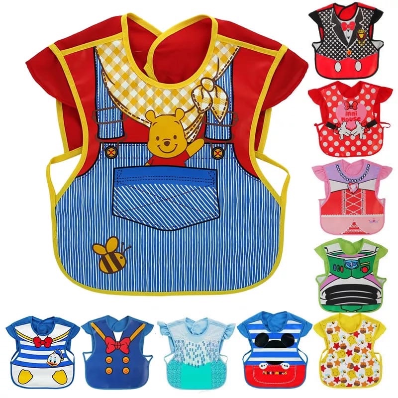 BIBS CELEMEK ANAK BAYI MAKAN MPASI DISNEY LUCU SILIKON ANTI AIR WATERPROOF