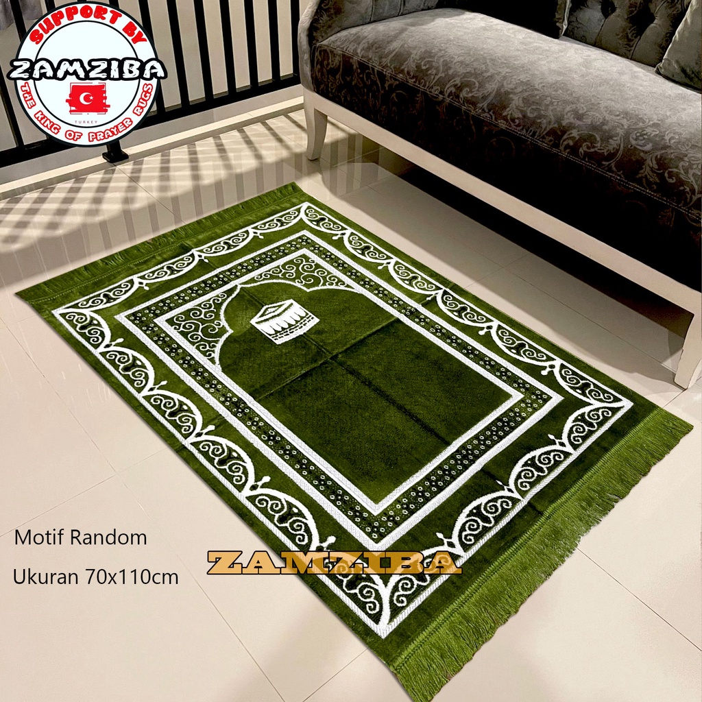 Sajadah Turkey Turki Ukuran Dewasa 70x110 cm Bahan Beludru Peralatan Sholat By zamzibasajadah