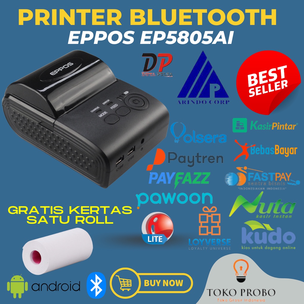 [ TERLARIS ] Printer Bluetooth Kasir POS Murah Mini Portable Thermal 58mm - EPPOS EP5805AI