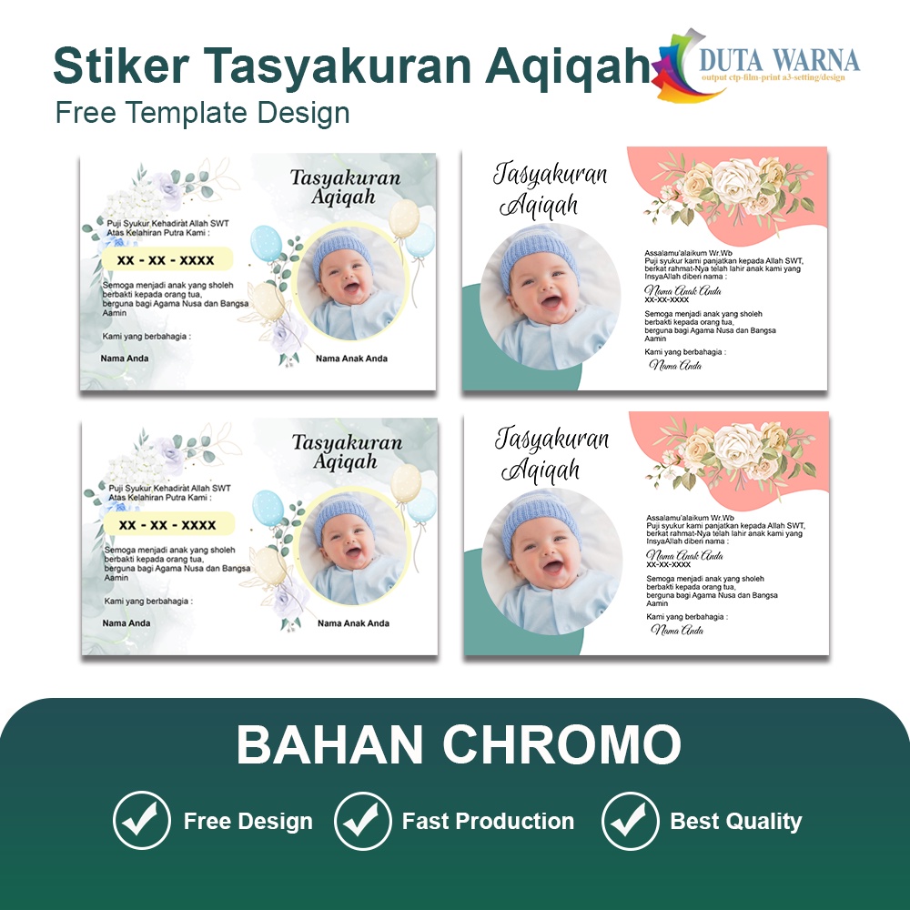 STIKER SYUKURAN BAYI/ STIKER TASYAKURAN AQIQAH / STIKER UCAPAN KELAHIRAN BAYI / TASYAKUR BAYI