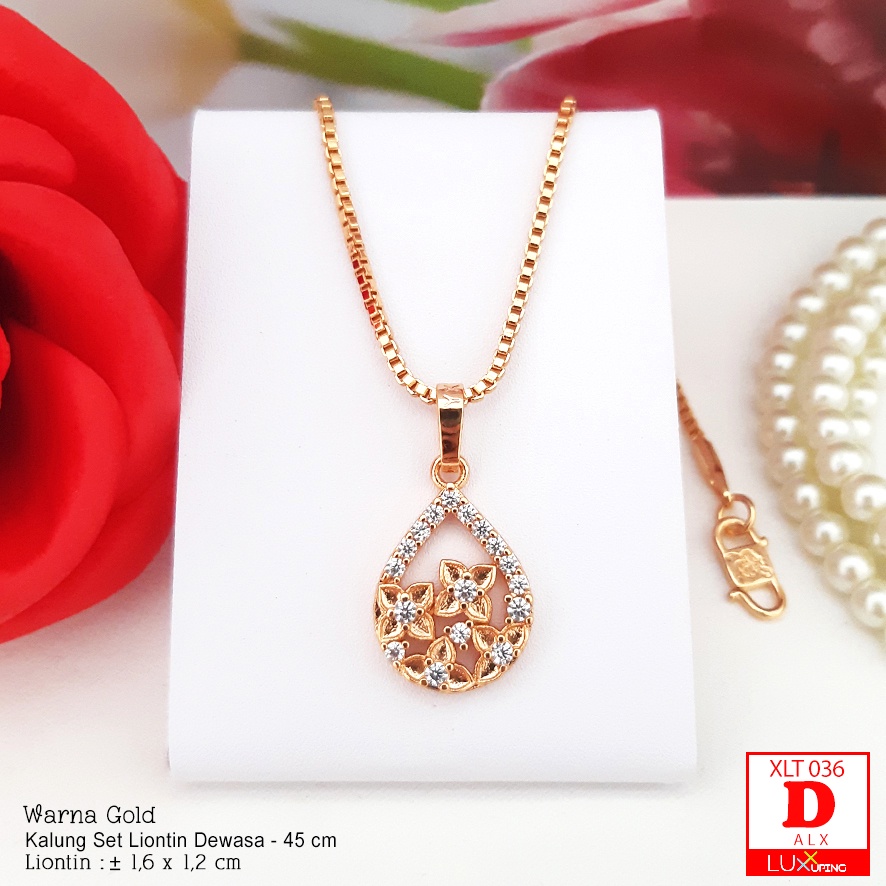 XLT 036 Kalung Liontin Terbaru Set Perhiasan Murah Kalung Itali 45 cm Permata Zirkon Aksesoris Xuping  Luxx Xuping