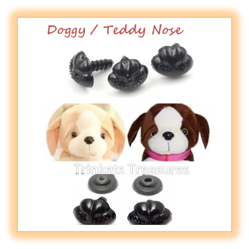 Hidung anjing beruang boneka plastik hitam amigurumi dog / bear doll plastic nose with washer teddy