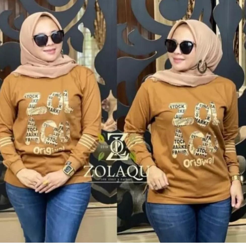 D) kaos wanita lengan panjang zolaqu/kaos wanita zolaqu ori2021/kaos wanita zolaqu panjang/kaos wani