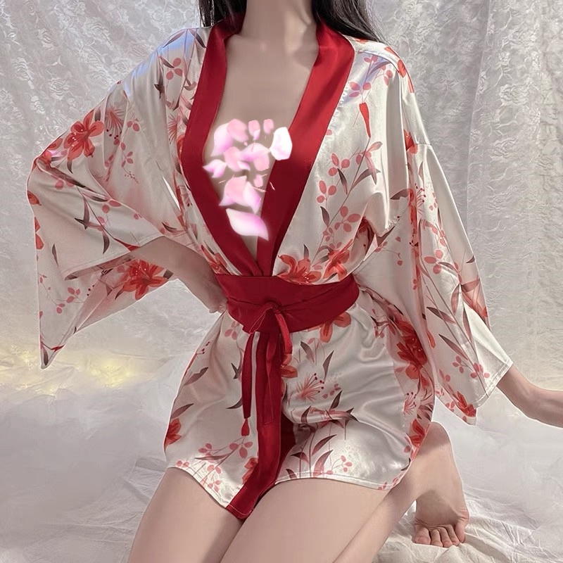 kimono Sexy hot Lingerie Wanita Baju tidur Motif jepang Set A562