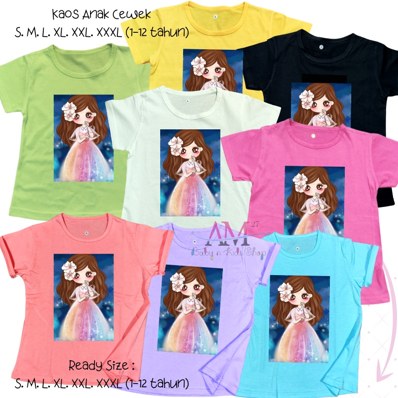 K002-KTL Baju Kaos Anak Cewek 3-10 tahun ukuran S.M.L.XL.XXL.XXXL SHINING GIRL