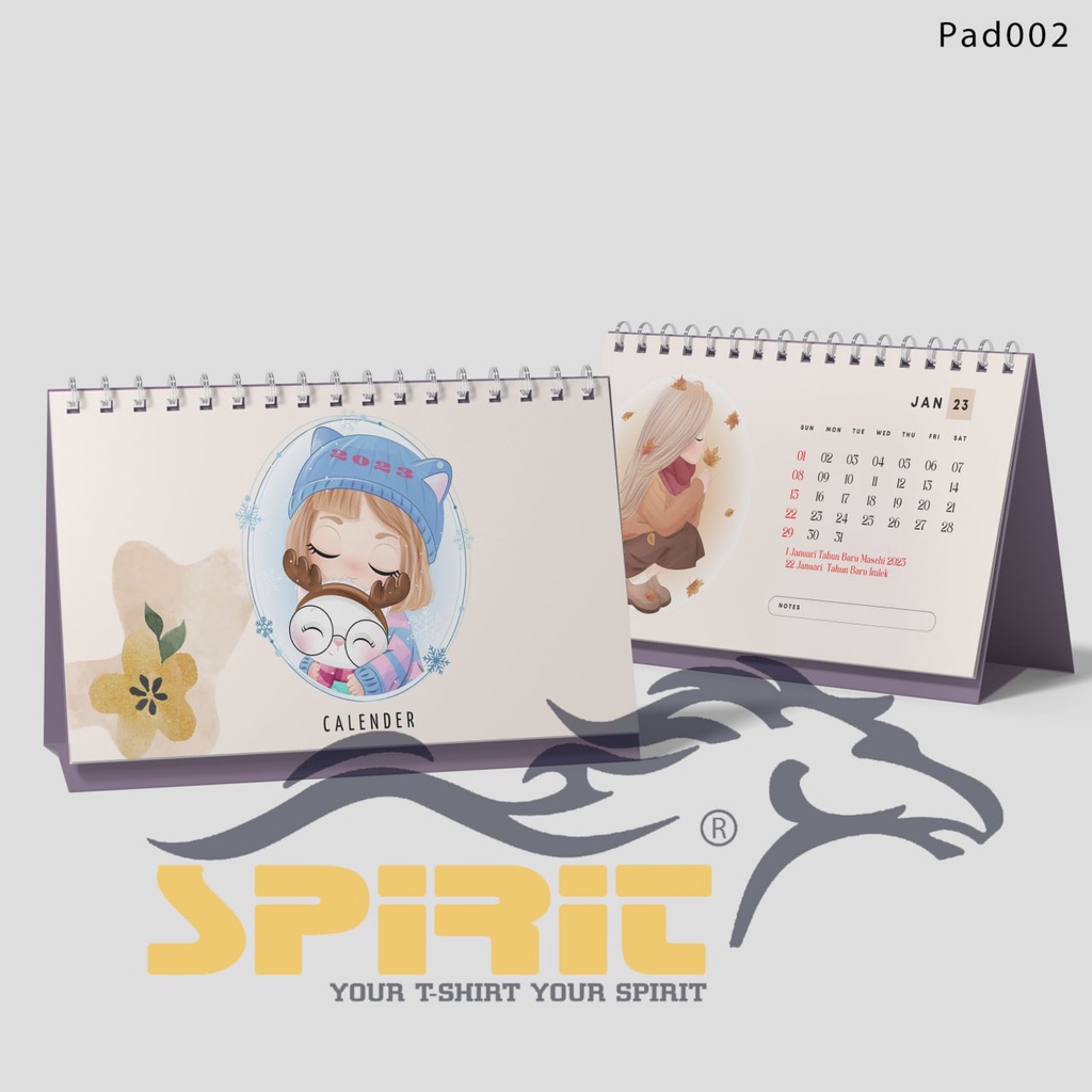 

Kalender Duduk Tahun 2023 / Kalender Meja Tahun 2023 Desian Karakter Wanita Cute