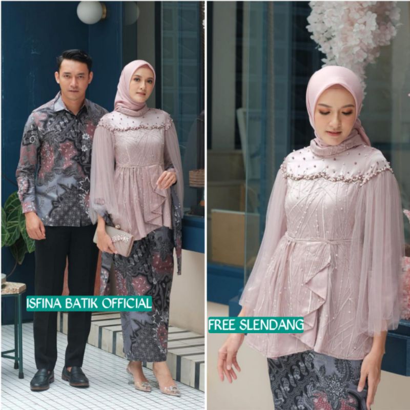 Couple Kebaya Modern Baju Wisuda Tunangan Lamaran Terbaru Baju Batik Brokat Couple vanilla