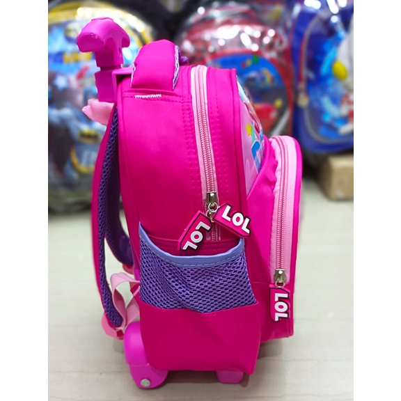 PROMO TERMURAH TAS TROLLEY DORONG ANAK PAUD 2 TAHUN GAMBAR JAGOAN DAN KUDA LUCU TIMBUL 10inch ( Love Paud )