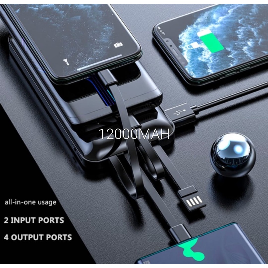 J417 POWERBANK KAPASITAS 12000 MAH USB SUPPORT FAST CHARGING PORTABLE LED DISPLAY UNIVERSAL TERSEDIA TYPE C MICRO DAN IPHONE CHARGER CASAN BATERAI HANDPHONE BISA UNTUK PENGISIAN 4 HANDPHON DALAM BERSAMAAN LEBIH PRAKTIS AWET DAN MUDAH DIBAWA KEMANA AJA