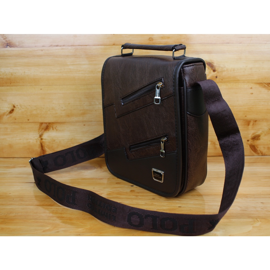 Tas Polo Amstar 10'Inchi Bahan Kulit PU Leather Tas Selempang Kulit Tas Pria