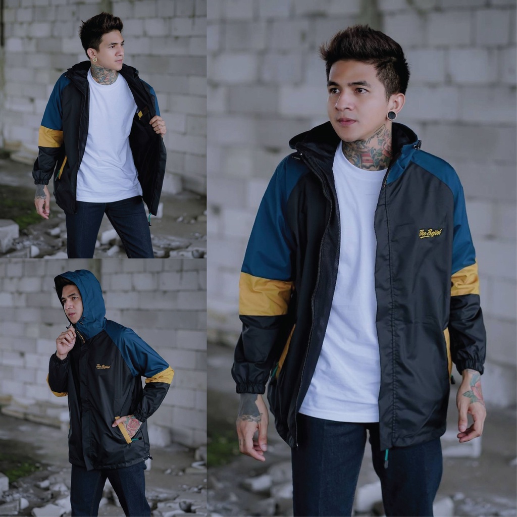 Jaket Parasut 3D Pria Wanita Waterproof Windbreaker Original Distro The Bojiel-Petro-Kuning-Hitam