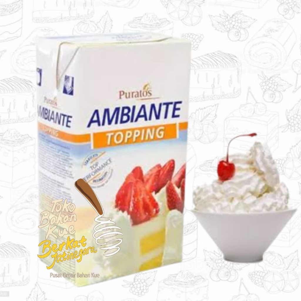 AMBIANTE WHIPPING CREAM PURATOS 1 LITER / TOPPING DEKORASI CAKE / CTN ( 12 PCS )