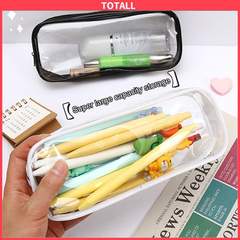 COD Decompression Primary Middle School Students Competition Rotating Pen Can Write Student Rotating PenTransparent PVC Student Stationery Zipper Pen Bag Travel Portable Toiletry Makeup Storage Bag-Totall