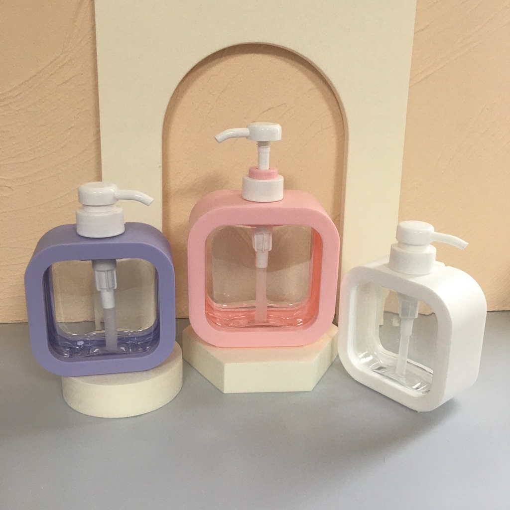 Botol Dispenser Sabun / Sampo / Conditioner Kosong Bentuk Kotak 300ml Untuk Travel