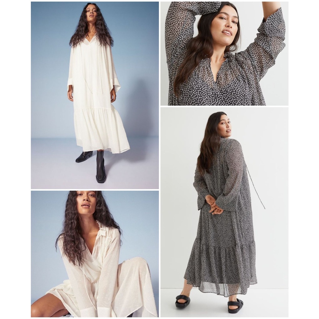 HM LONG CHIFFON MAXI DRESS + INNER
