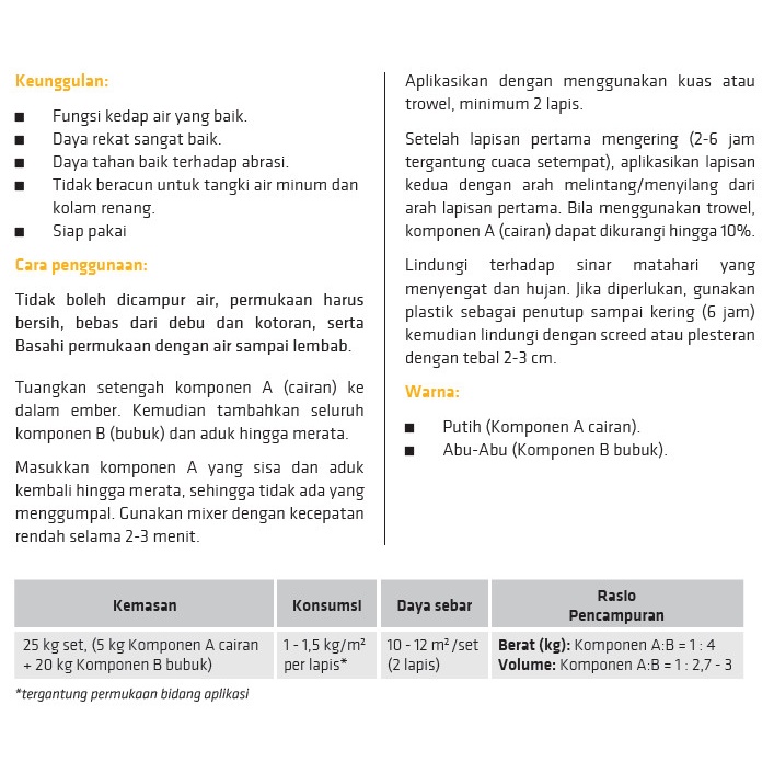 Sika Top 107 A+B 25kg Waterproofing - Sikatop Seal Anti Bocor A + B