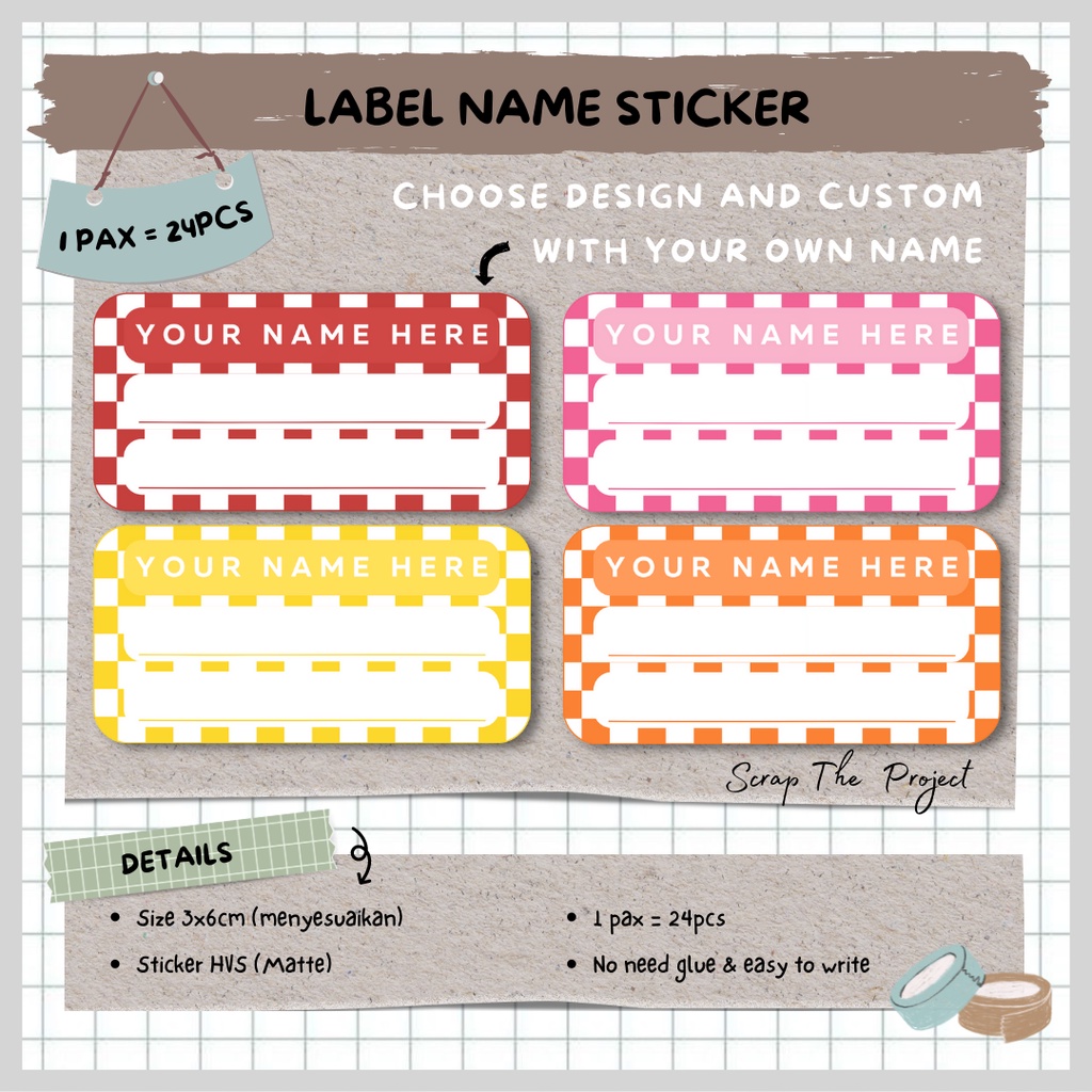 

STICKER NAME LABEL CUSTOM / STICKER BUKU NAMA ANAK 1PAX 24PCS / STIKER BUKU PELAJARAN SEKOLAH / NME PART 7