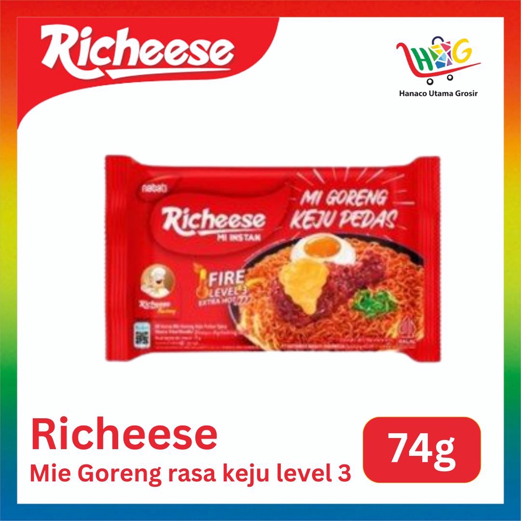 Richeese Mie Instan Goreng &amp; Ramen Pedas Level 0, 3, &amp; 5