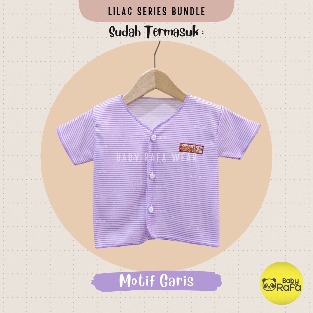 Serian Lilac - 3 pcs Baju Bayi Tangan Pendek Bayi Baru Lahir 0 sd 3 Bulan Lilac Series merk SNI Bolo - Bolo