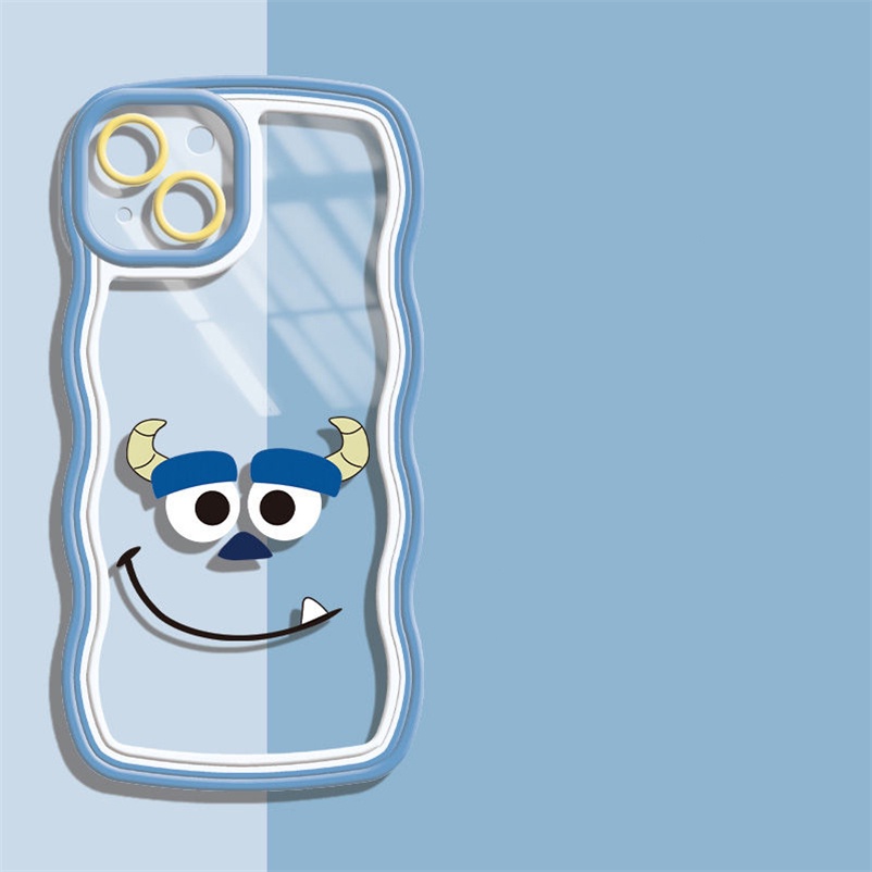 Wavy Edge Phone Case for iPhone 14 13 12 11 Pro Max iPhone X Xr Xs Max SE 2020 iPhone 7 8 Plus 6 6s Plus Little Monster Flexible Frame Lens Protector Phone Case Shockproof Soft TPU Back Cover