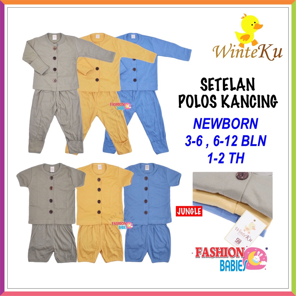 WINTEKU SETELAN BAYI KANCING BASIC POLOS | BASSIC BABY SET BUTTON JUNGLE 0-2 TH