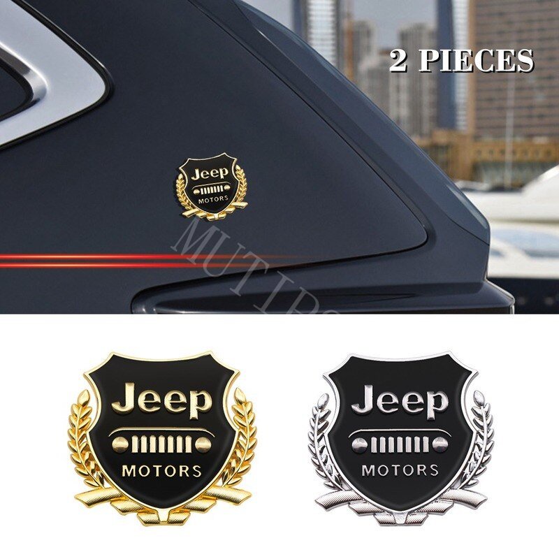 2 Pcs Sticker Emblem Dekorasi Kaca Jendela Mobil Jeep Wrangler jk Cherokee xj Renegade Compass 2022 Willys 3D Bahan Metal