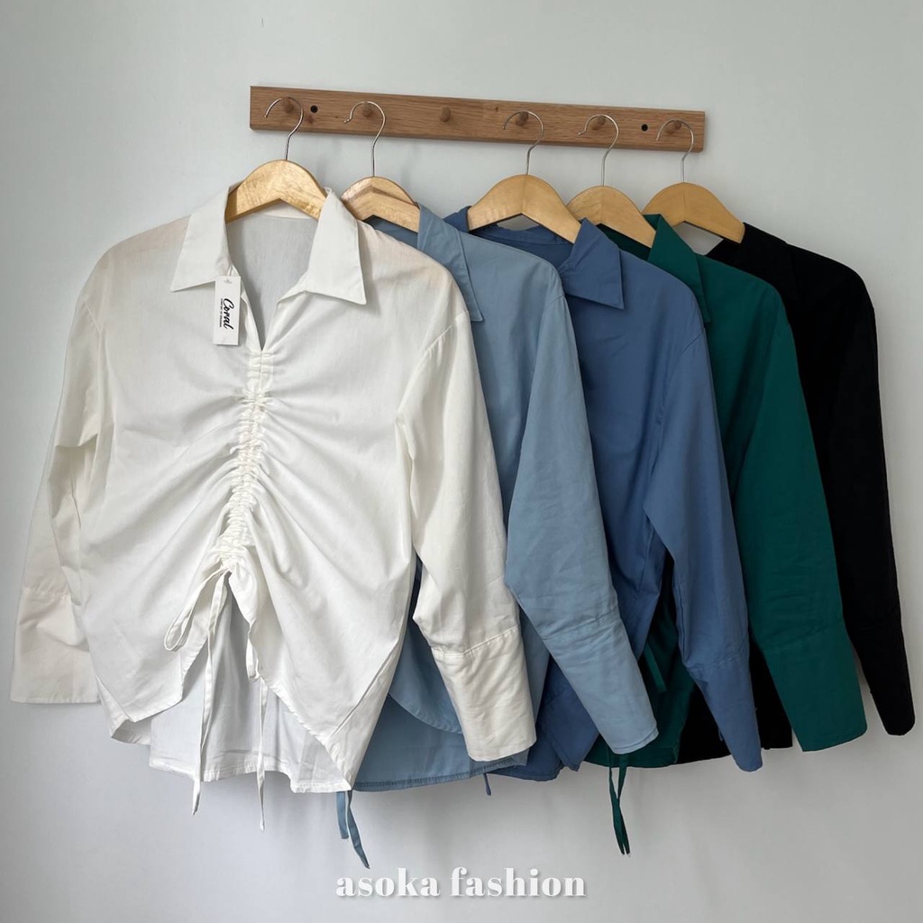 ASOKA  Yoone Top 2142 - Kemeja Korean - Kemeja Serut - Kemeja Polos Wanita